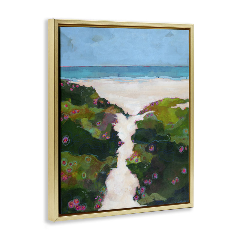 Cadre flottant moderne Coastal Path, design par Dorothy Holmes Mohler, Cadre flottant métallique doré, H 21 po x l 17 po