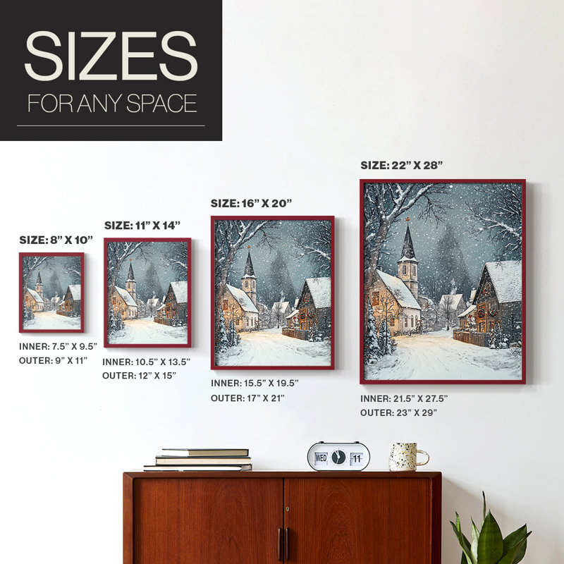 «Christmas Holiday Art Dxxi», reproduction d'art encadrée - bois massif, H 30 po x l 24 po, Rouge