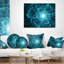 «Fractal Flower», art numérique bleu - coussin décoratif imprimé floral