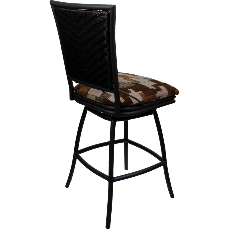 Tabouret de bar d'extérieur d'intérieur 26 po sans accoudoirs, Noir, Brun