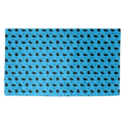 Tapis bleu à motif de chats Avicia