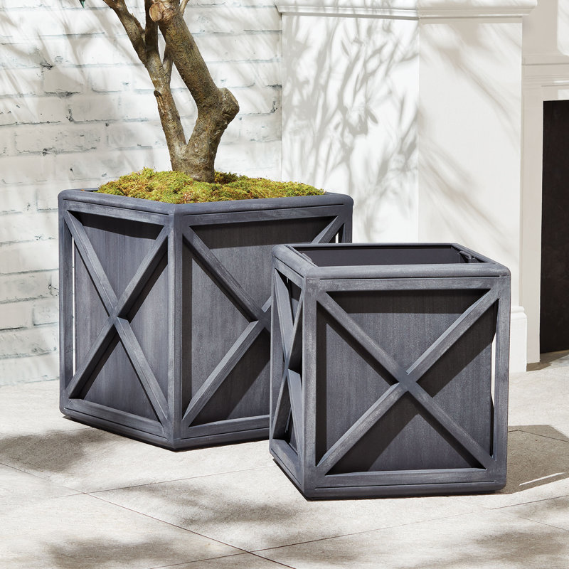Metal Planter, 22" H x 20" W x 20" D