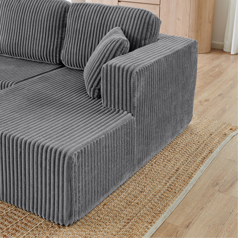 Canapé modulaire en U en forme de U, canapé modulaire compressé en velours côtelé de style minimaliste moderne, canapé-lit pour le salon, la chambre à coucher, canapé confortable à conception compacte et économe en espace