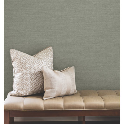 Terrene Moss Faux Linen Wallpaper