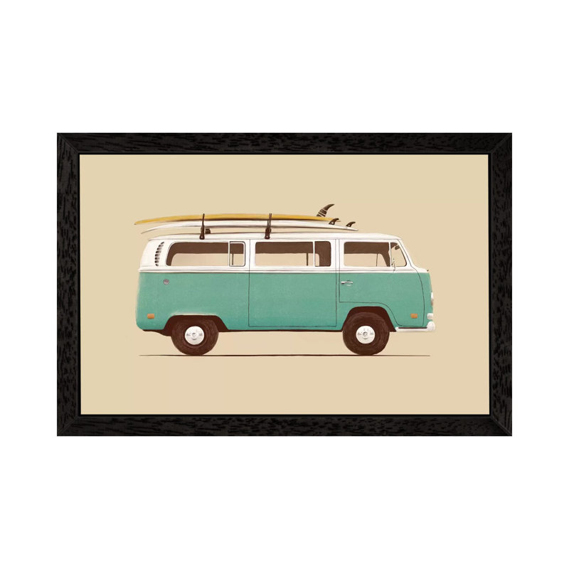 Blue Van - Print on Canvas, 66.04 cm H x 45.72 cm W, Black Floater Frame