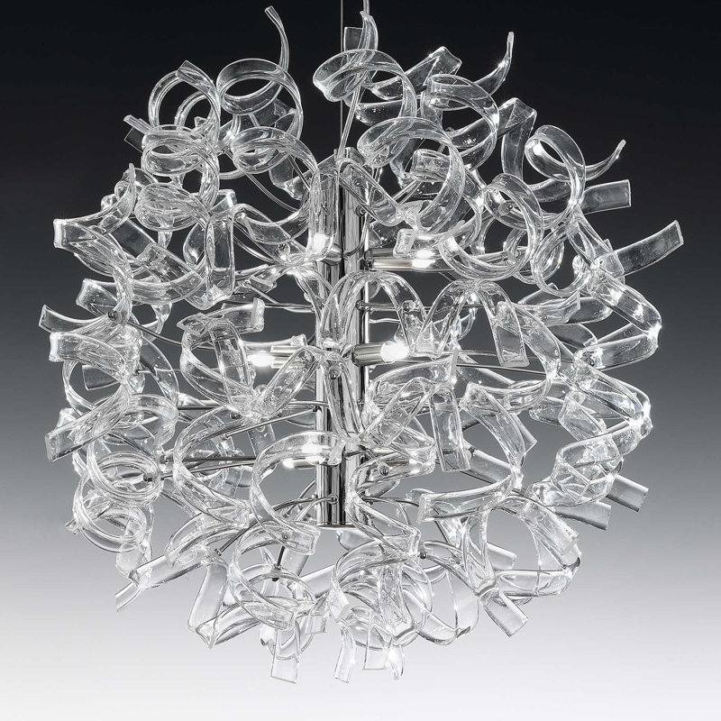 Astro 9 - Light Chrome Unique/Statement Pendant, Crystal