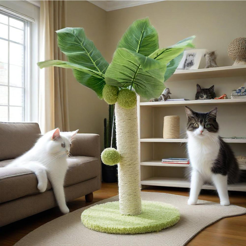 Poteau à griffes pour chat, poteau à griffes pour chaton de 16 po avec corde en sisal de qualité supérieure, arbre à chat mignon avec jouets suspendus et boules de printemps pour petits chats d'intérieur