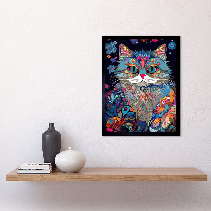 Alferd Alice In Wonderland Original Cheshire Cat Psychedelic - Single Picture Frame Print