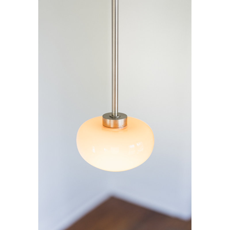1 - Light LED Pendant, Apricot, 48in Suspension Rod, Pewter