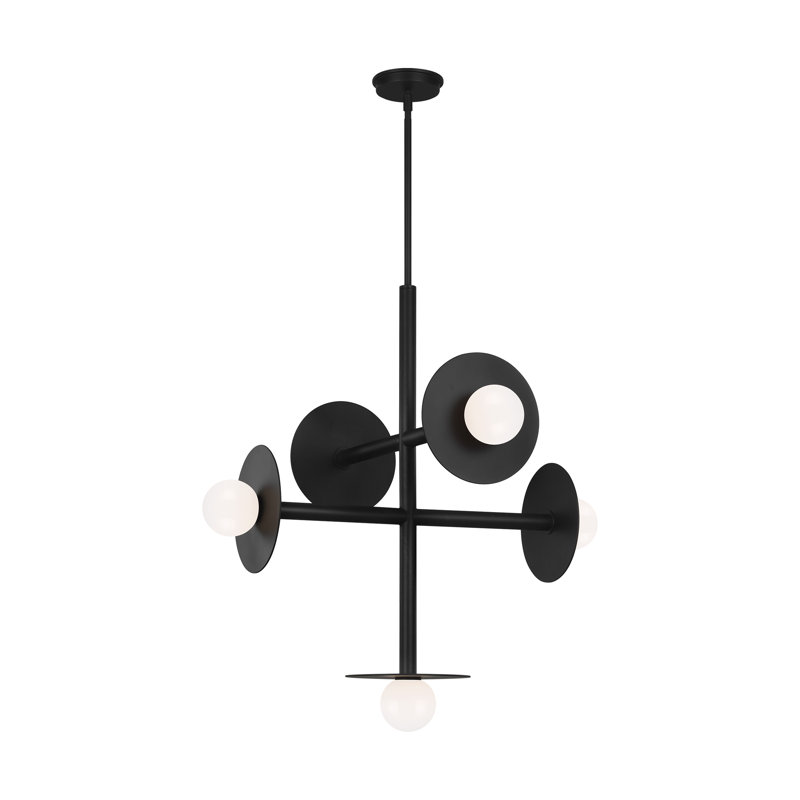 Keed 5 - Light Dimmable Sputnik Modern Linear Chandelier, Black
