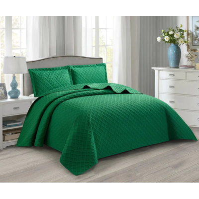 Polyester Solid Colour Bedspread with Pillow Shams