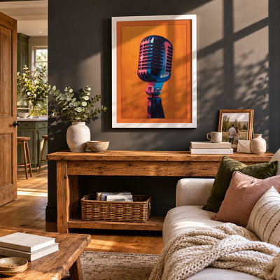 Vintage Microphone Retro - Framed Print
