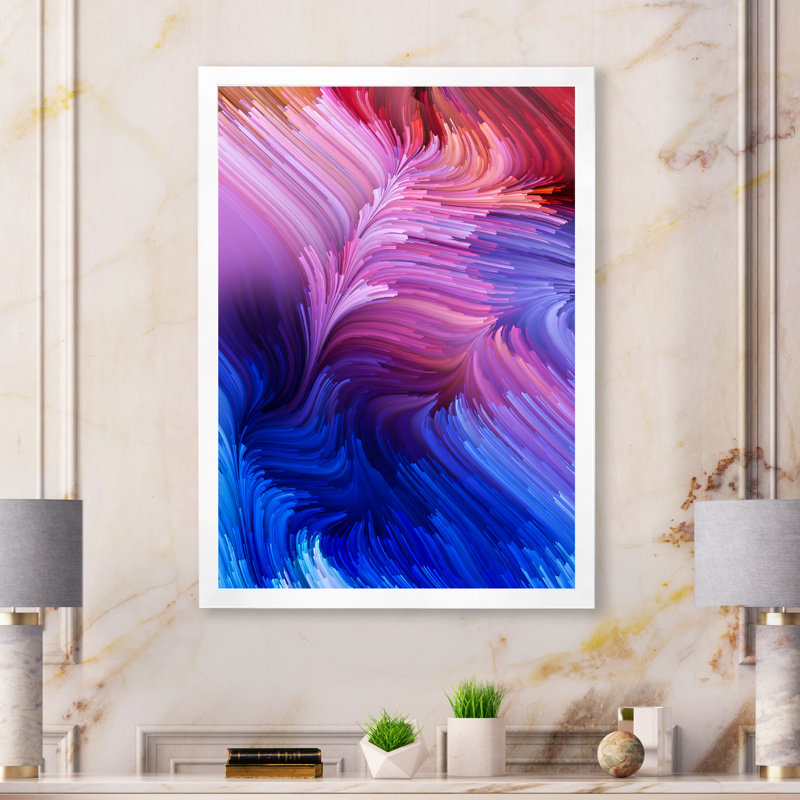 Elegance Of Liquid Art IX - Modern Canvas Artwork, White Picture Framed, 32" H x 16" W x 1" D