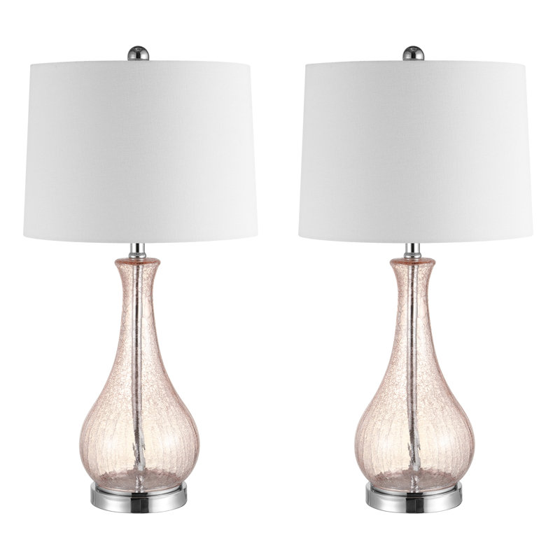 Finley Crackled Glass Table Lamp, Blush