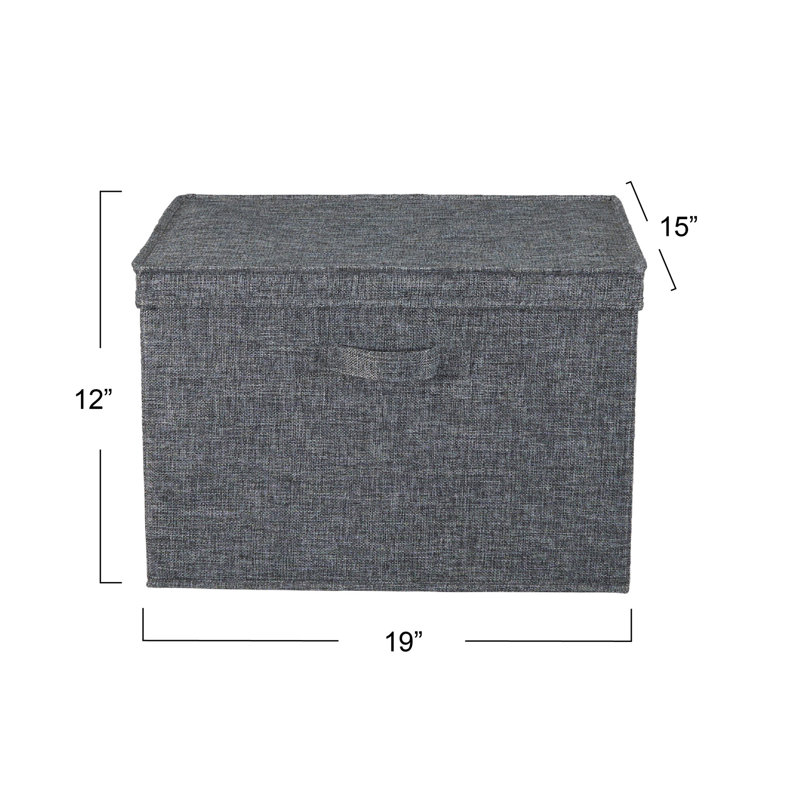 Household Essentials Wide Storage Box Fabric Bin, 12" H x 18.5" W x 15" D, Grey