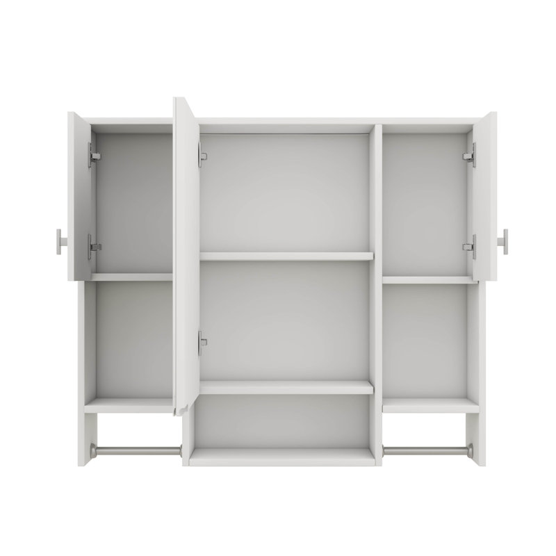 Armoire de salle de bain murale contemporaine 35 po x 28 po avec miroir, unité de rangement peu encombrante avec porte-serviettes intégré