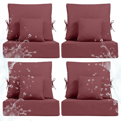Outdoor Chair Cushions 24 x 24  x 6  Inch, Outdoor Replacement Cushion Set, Back & Seat Patio Cushions for Outdoor Furniture,  Weather Resistant Patio Chair Cushions with Removable Cover and Straps, Navy Blue