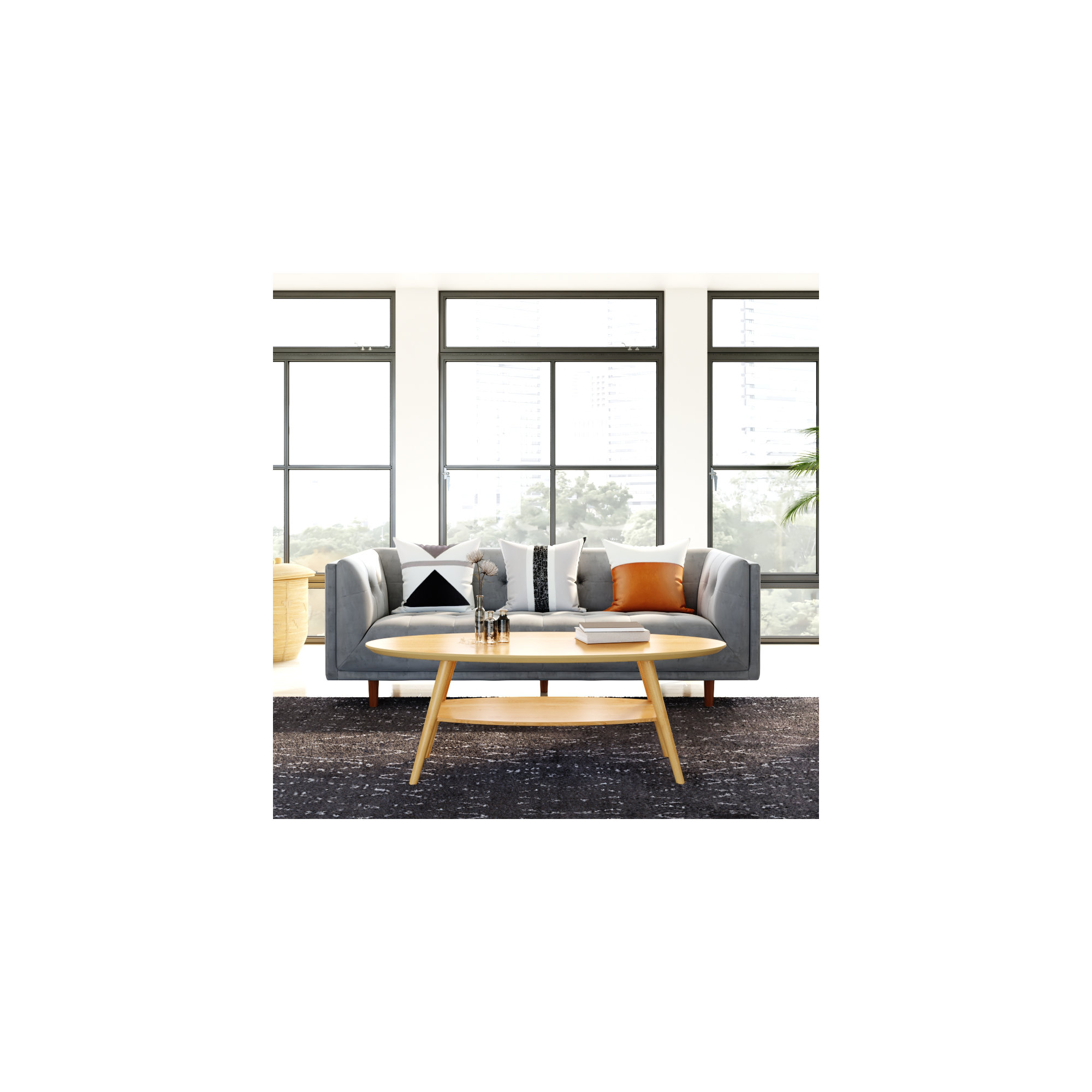 George 82'' Upholstered Sofa, Platinum Gray Velvet