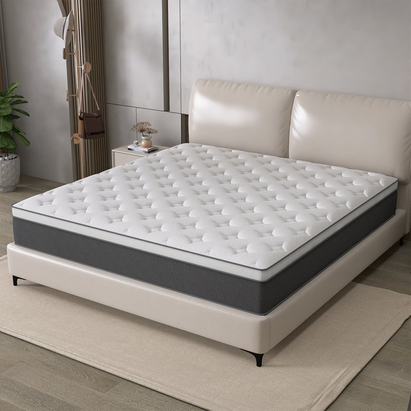 Ovando 12"/14" Medium Pocket Sping Hybrid Mattress with Certipur-US Certified Memory Foam, Queen, 14"
