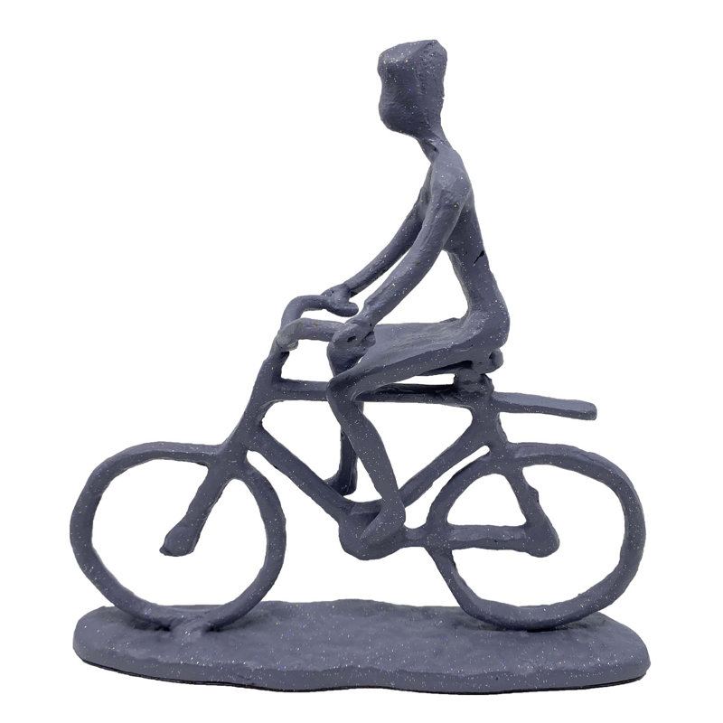 Alaya BICYCLE MAN Iron Figurine 19cm, Grey Shimmer