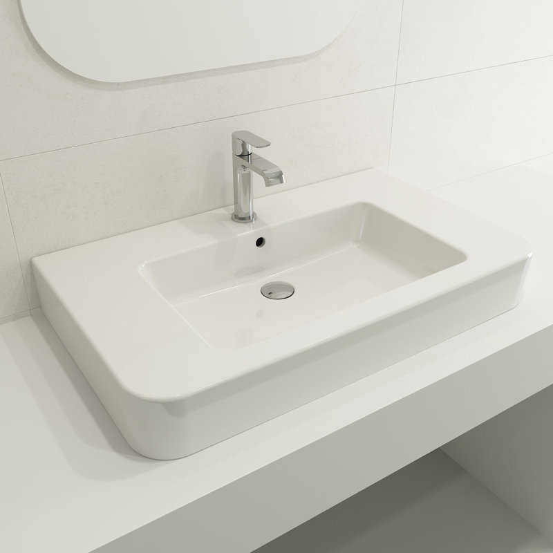Parma 33.27'' L Bathroom Sink, Single-Hole, White