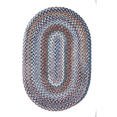 Tapis crème / bleu / mauve en laine tressé à la main Ato