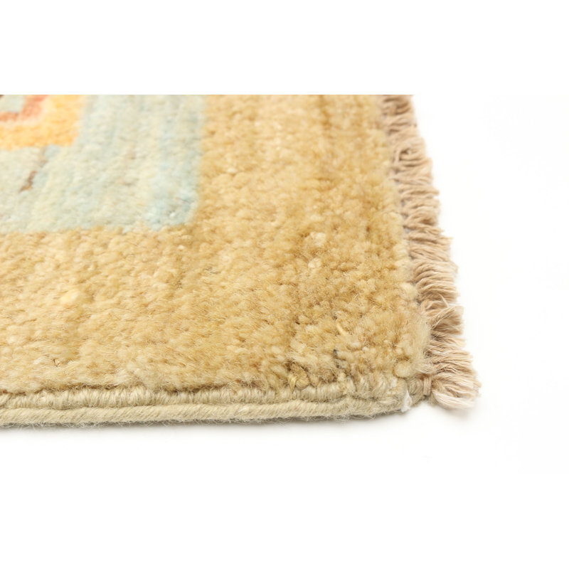 Tapis brun en laine noué à la main de conception unique 4 pi x 6 pi 3 po New Age