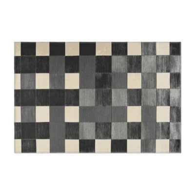 Tapis d'intérieur et d'extérieur à carreaux brun