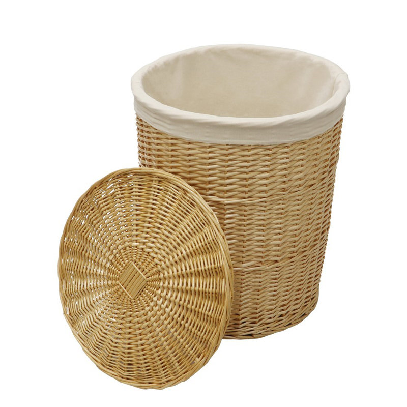 JVL Acacia S/4 Round Willow Linen Basket and Waste Paper Bins - Honey