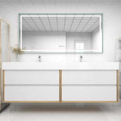 84" Wall Mounted Double Bathroom Vanity