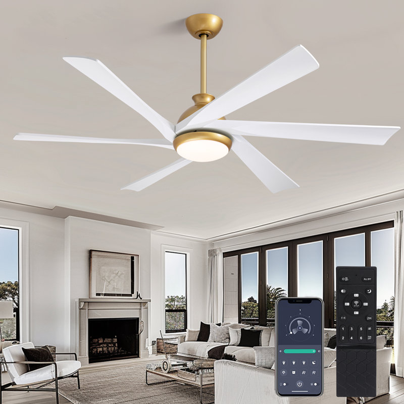 64" Ceiling Fan With LED Lights, Remote Control and Quiet Reversible DC Motor
