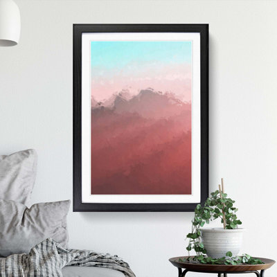 Pink Sunlit Mountains - Framed Print