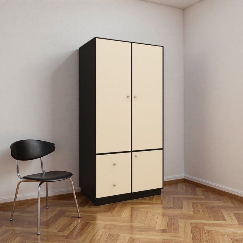 Simple and creative colour-blocked wardrobe, Cream/Black