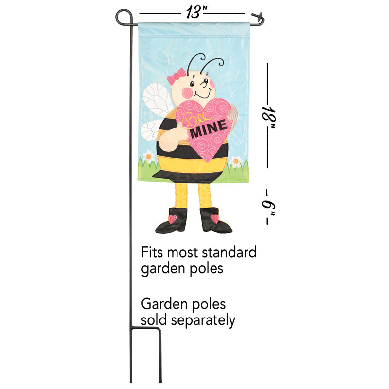Bee Mine Valentine's Day Polyester Garden Flag with Dangling Legs