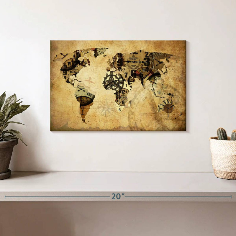 Carte du monde Aliaz Time, H 8 po x l 12 po