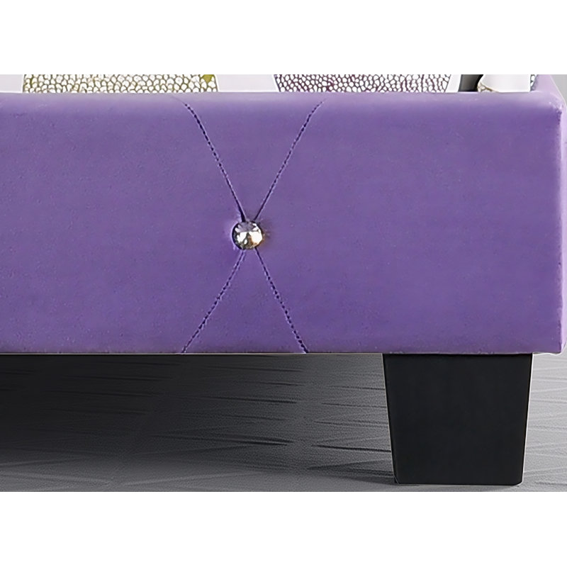 Ensemble de 2 lits en velours Modena, Lit simple, Mauve
