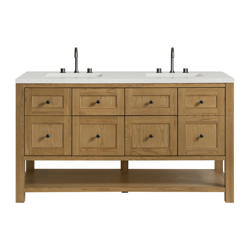 Breckenridge 60'' W Double Vanity, Lime Delight Silestone, Light Natural Oak, Widespread