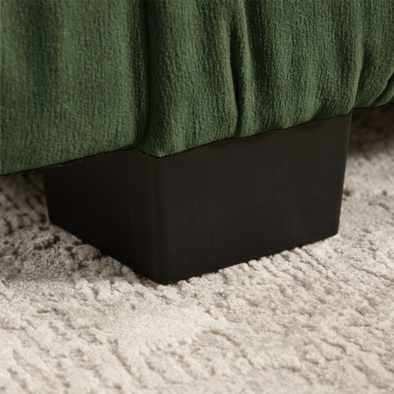 Canapé d'angle modulaire deux places en chenille à détails froncés, mousse haute densité, 109.4, Vert