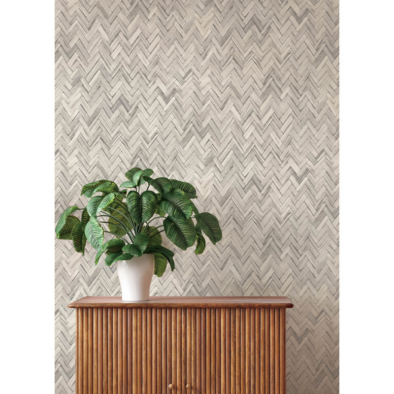 Papier peint à chevrons gris clair Ellery, Gris clair