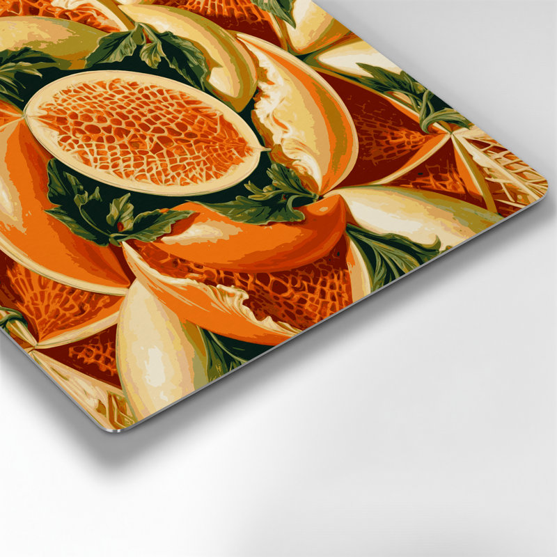 Fruit, melon persan brun, art mural en métal, H 12 po x l 12 po