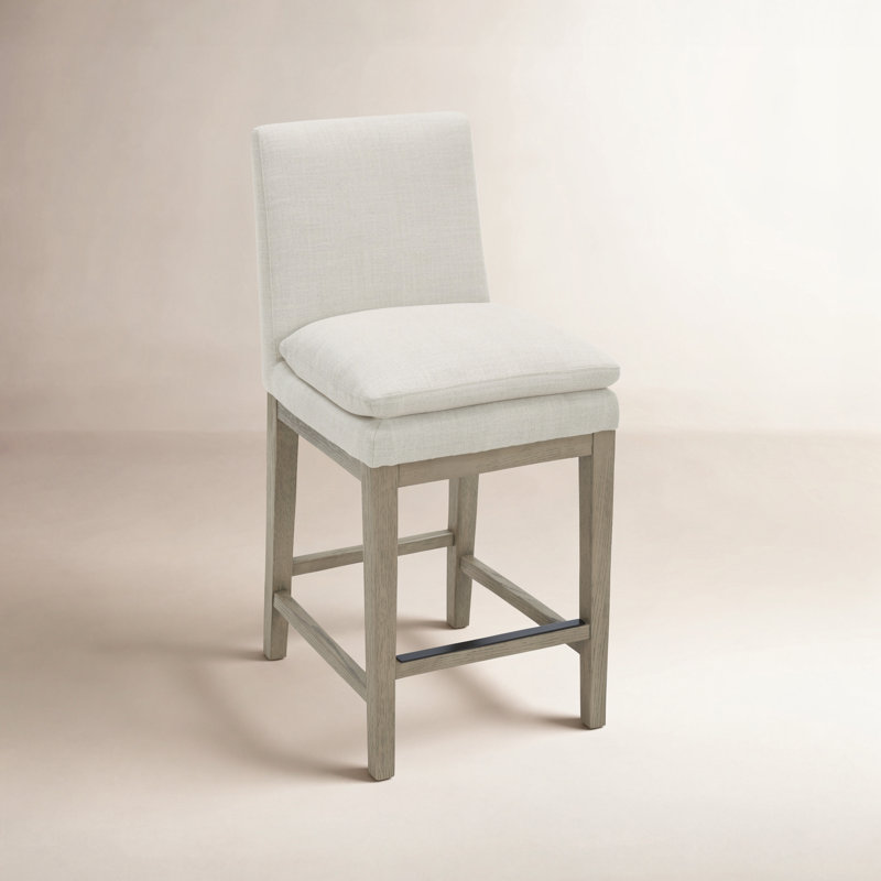 Bethea Upholstered Counter Stool, Effie Linen Performance Linen