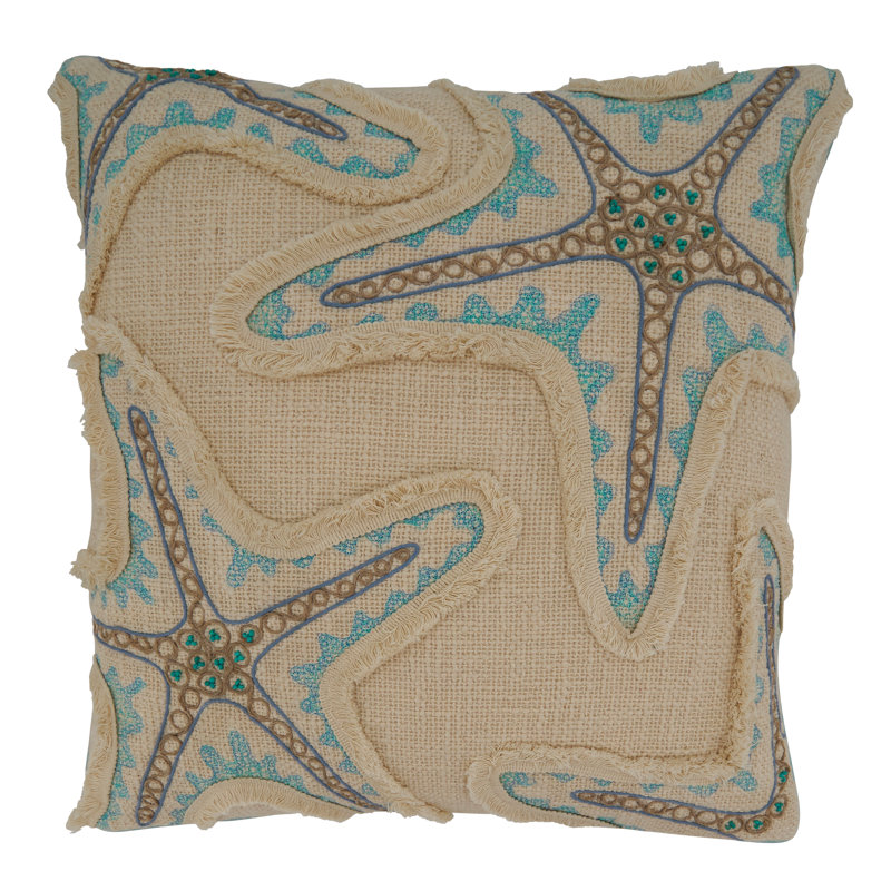 Hermosa Collection Embroidered Cotton Throw Pillow, Polyester/Polyfill