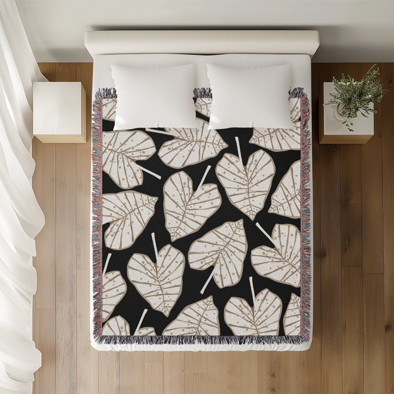 Jeté en coton Caladium, Noir, 60 po x 80 po
