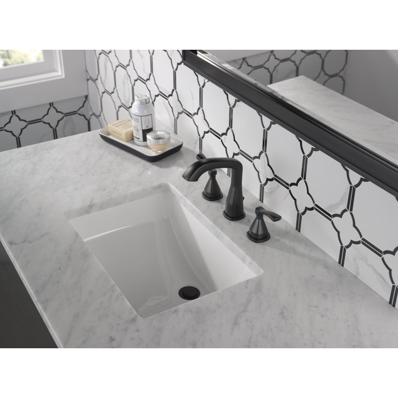 Stryke Widespread Bathroom Faucet 3 Hole, 2-handle Bathroom Sink Faucet with Drain Assembly, Matte Black