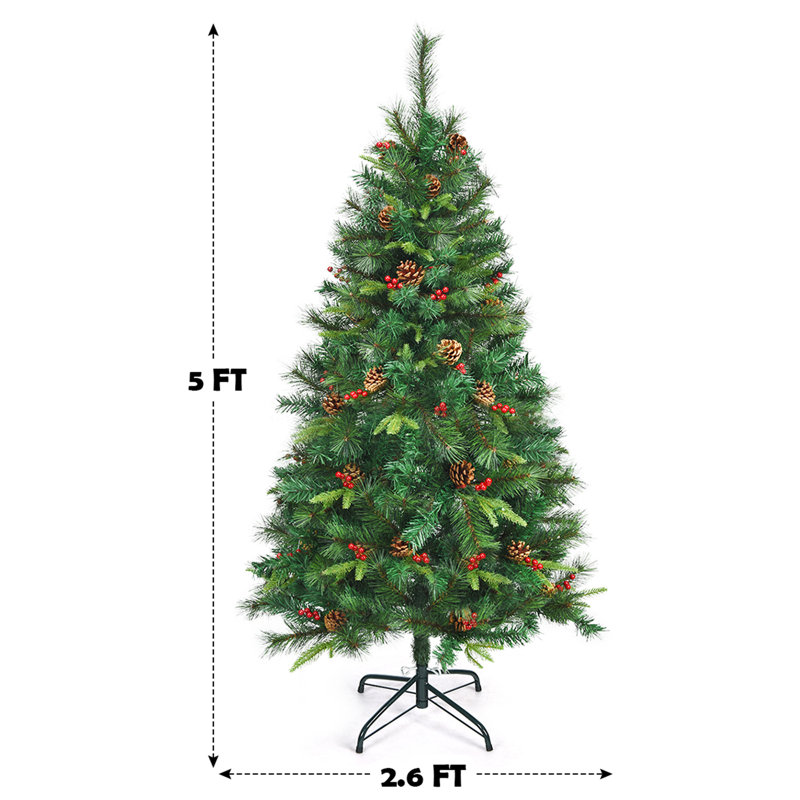 Arbre de Noël artificiel pin vert avec lumières claires/blanches, H 5 pi