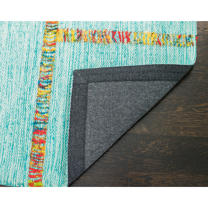 Tapis bleu tissé à la main Cedartown, Rectangle 5 pi x 8 pi