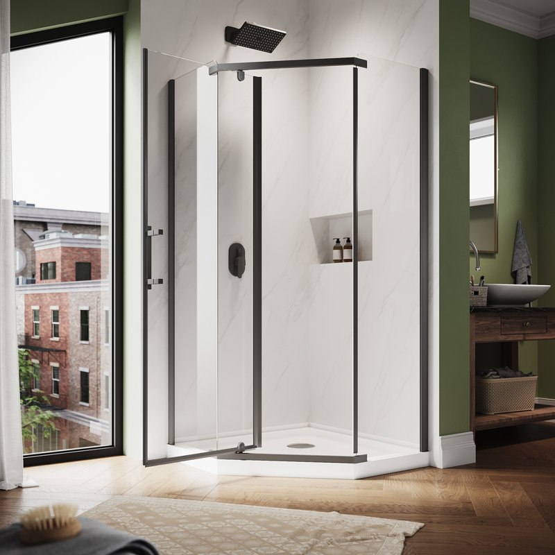 Neo-Angle Corner Shower Enclosure With Base, Pivot Shower Door, 6mm Clear Tempered Glass, 36.5”W x 36.5“D x 72”H"