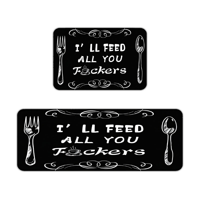 Tapis de cuisine noir 2 pièces
