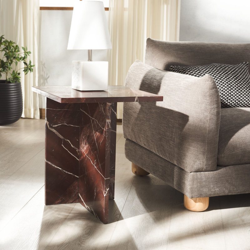 Genna Kynesha 2 Leg Marble Accent Table, Dark Red