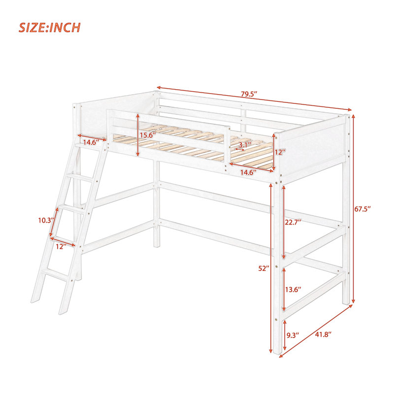 Eryss Kids Twin Loft Bed, Espresso